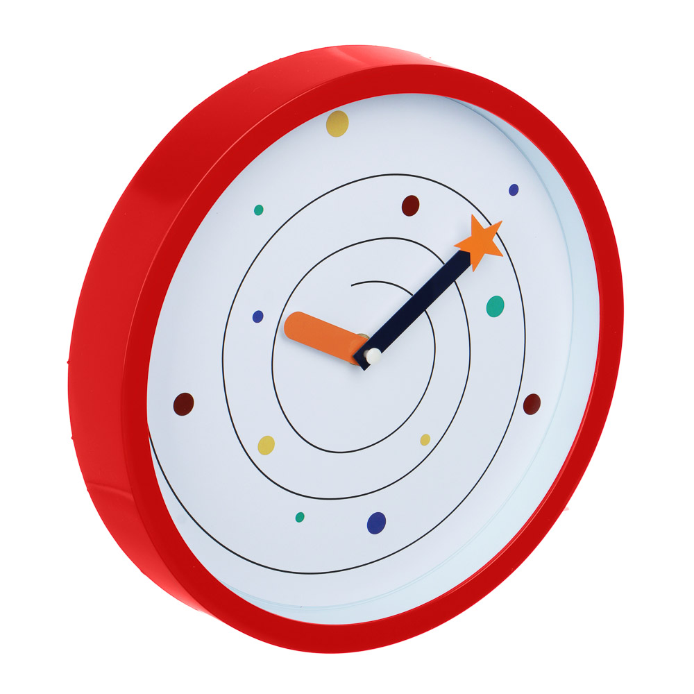 LADECOR CHRONO Часы настенные круглые, пластик, 25,4х25,4х4,2 см, 1xАА, красные, арт.2-18 - #2