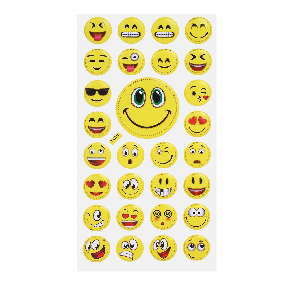 Набор наклеек "Смайл" 10х24см, объёмные, ПВХ, микс 16 дизайнов - #1