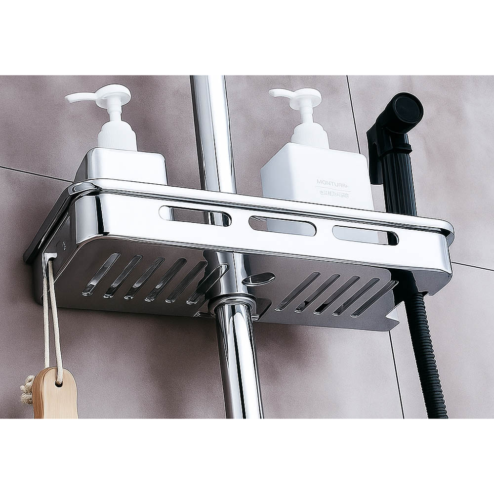 Полочка на душевую штангу, стойку, хром - #8