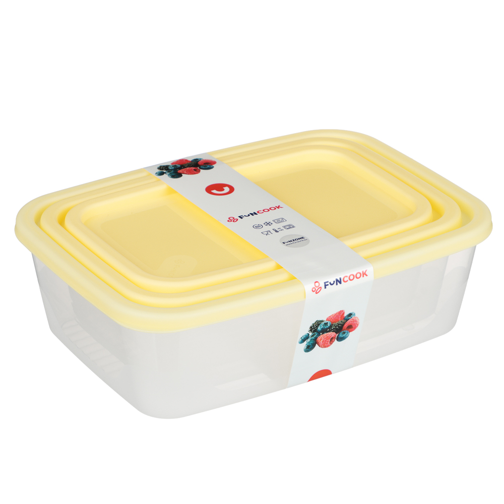 Набор прямоугольных контейнеров пищевых 3шт (1л; 1,7л; 2,7л), пластик - #10