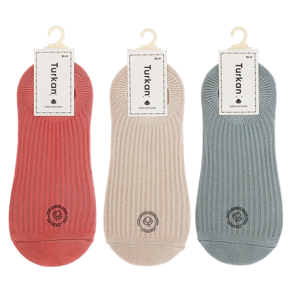 Носки-подследники лапша, тм Turkan, р. 36-41, 90%хлопок, 8% п/а, 2%лайкра,цвета в ас-те, AZ1230 - #5