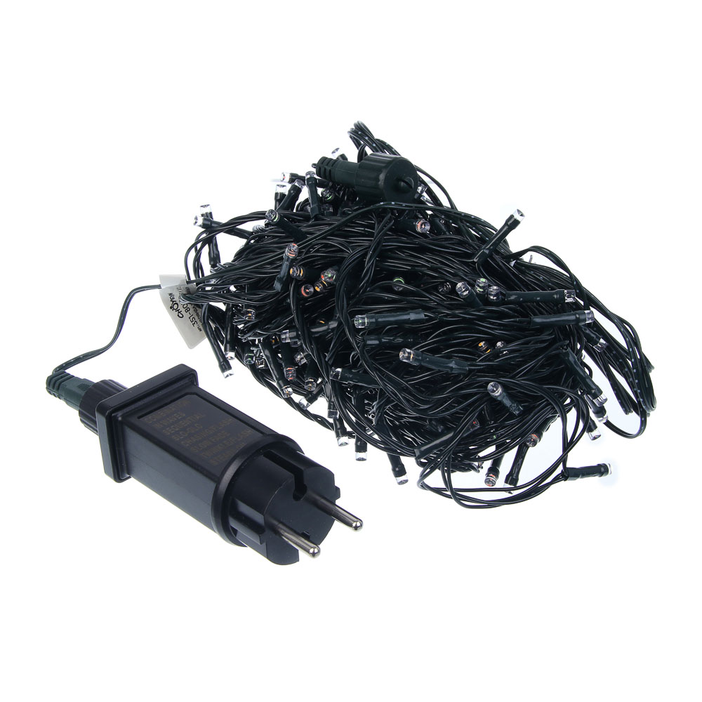 СНОУ БУМ Гирлянда эл. вьюн, 20м, 160LED, мульти, 8 реж, ПВХ зел, коннект, 220В - #2