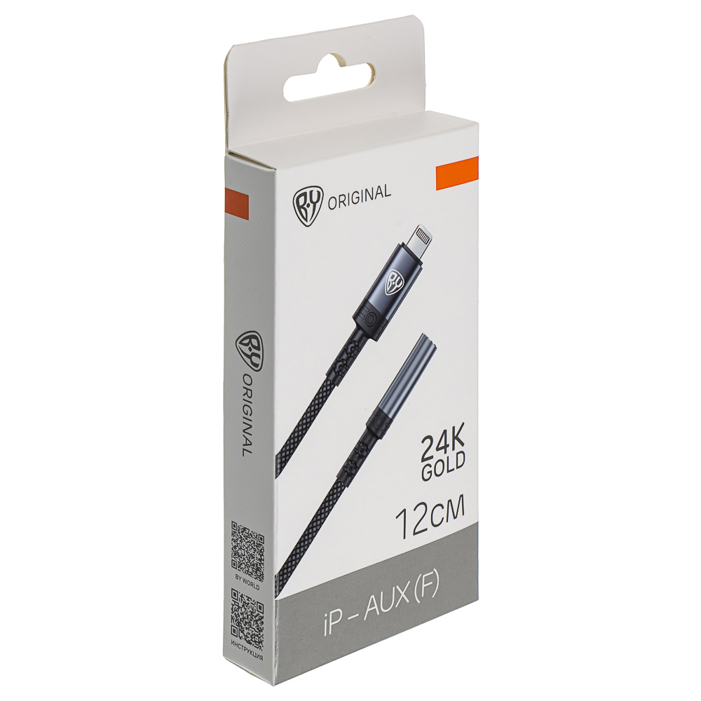 Переходник SoundCore iP-AUX (F) 3.5мм mini jack 4pin BY, 0,12 м, позолоченный, нейлон, черный - #2