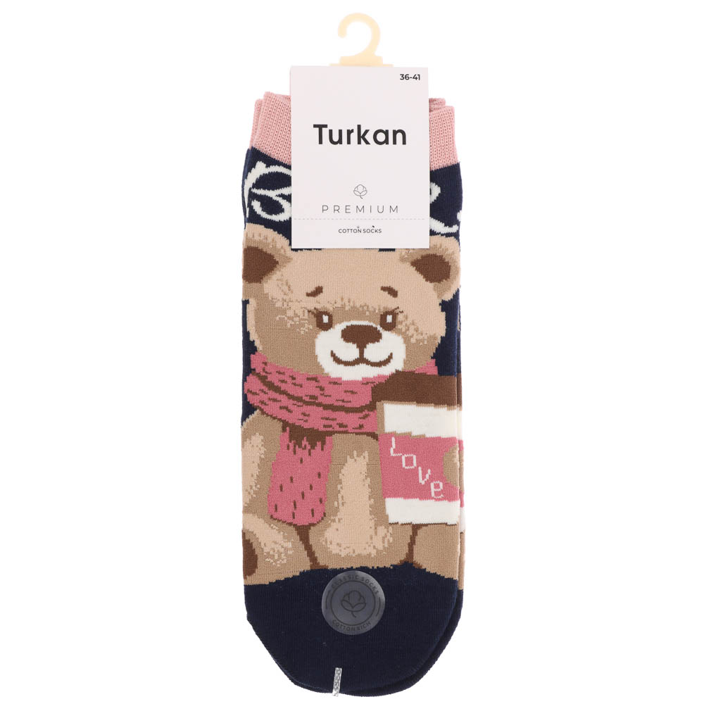 Носки универсальные с рисунком, тм Turkan, р. 36-41, 90%хлопок, 8% п/а, 2%лайкра,разноцветные - #9