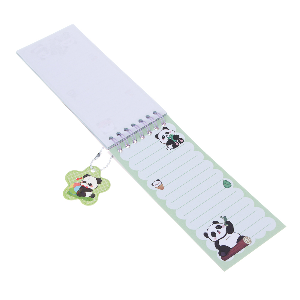 Записная книжка "Панда" 7х26см, с наклейками и брелоком, PET, бумага, 4 дизайна, шоу-бокс - #15