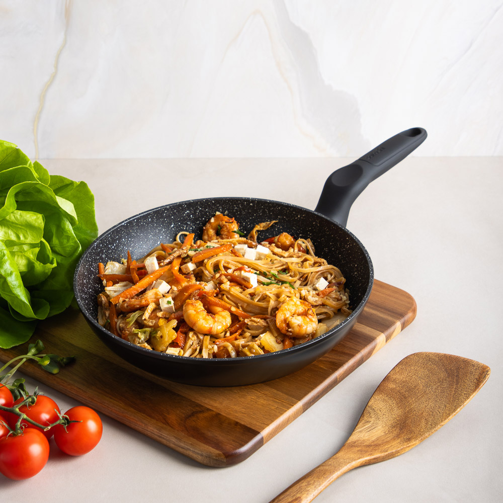 SATOSHI Стоун Сковорода литая с крышкой d26см, антипригарное покрытие мрамор, индукция - #12