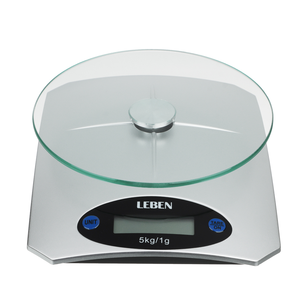 LEBEN Весы кухонные электронные, нагрузка до 5 кг, пластик, стекло, 20x15x4,5 см - #4