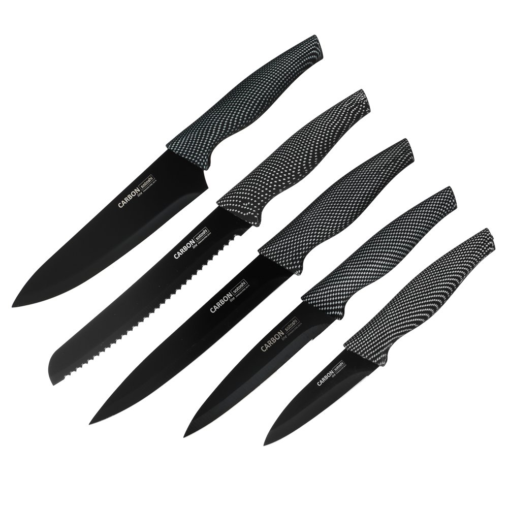 Набор ножей кухонных SATOSHI Карбон, 6 предметов, в магнитной коробке - #1