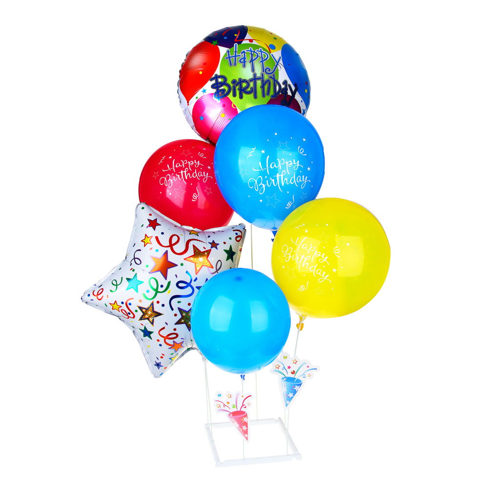 FNtastic Набор воздушных шаров 6шт с подставкой,фольга,пластик,картон, "Happy Birthday",разноцветные - #1