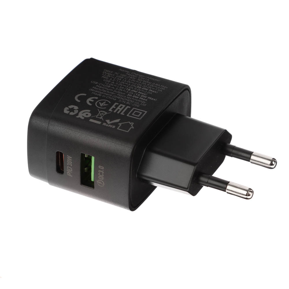 hoco. Зарядное устройство модель CS61A, USB+C 30W, цвет: черный - #12