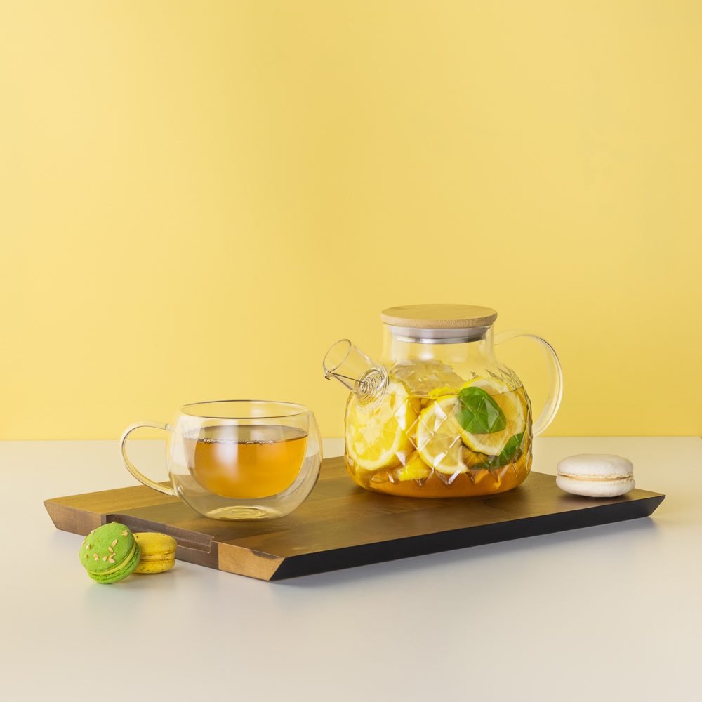 VETTA Чайник заварочный 1000мл, с металл.фильтром, бамбуковая крышка, стекло - #13