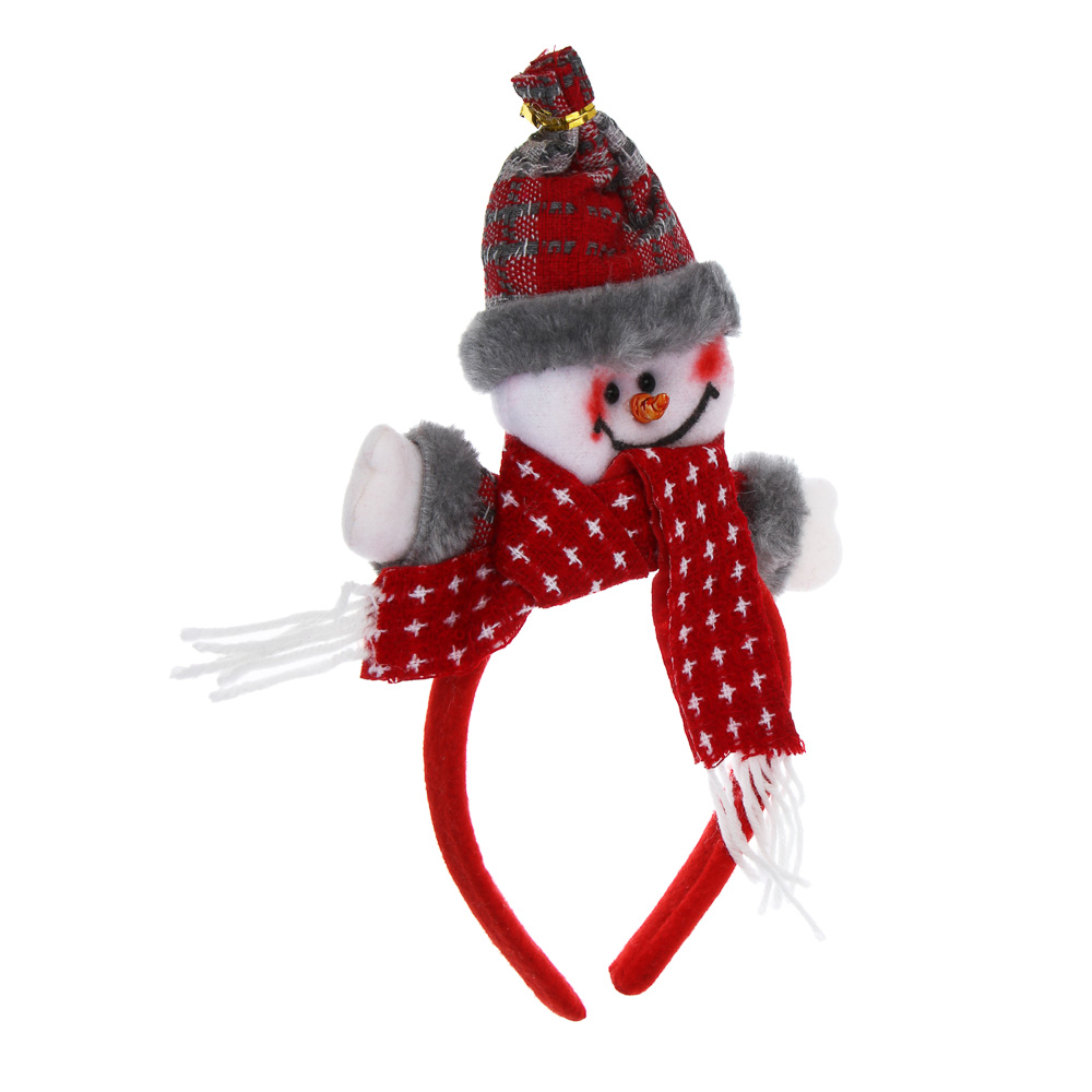 СНОУ БУМ Ободок с новогодними персонажами, диаметр 11см, пластик, полиэстер, 3 дизайна - #2