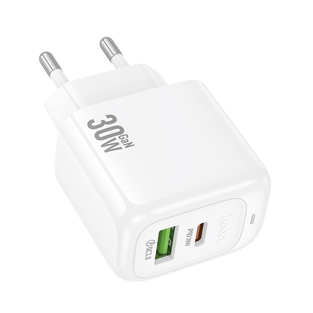 hoco. Зарядное устройство модель CS55A, USB+C 30W, цвет: белый - #4
