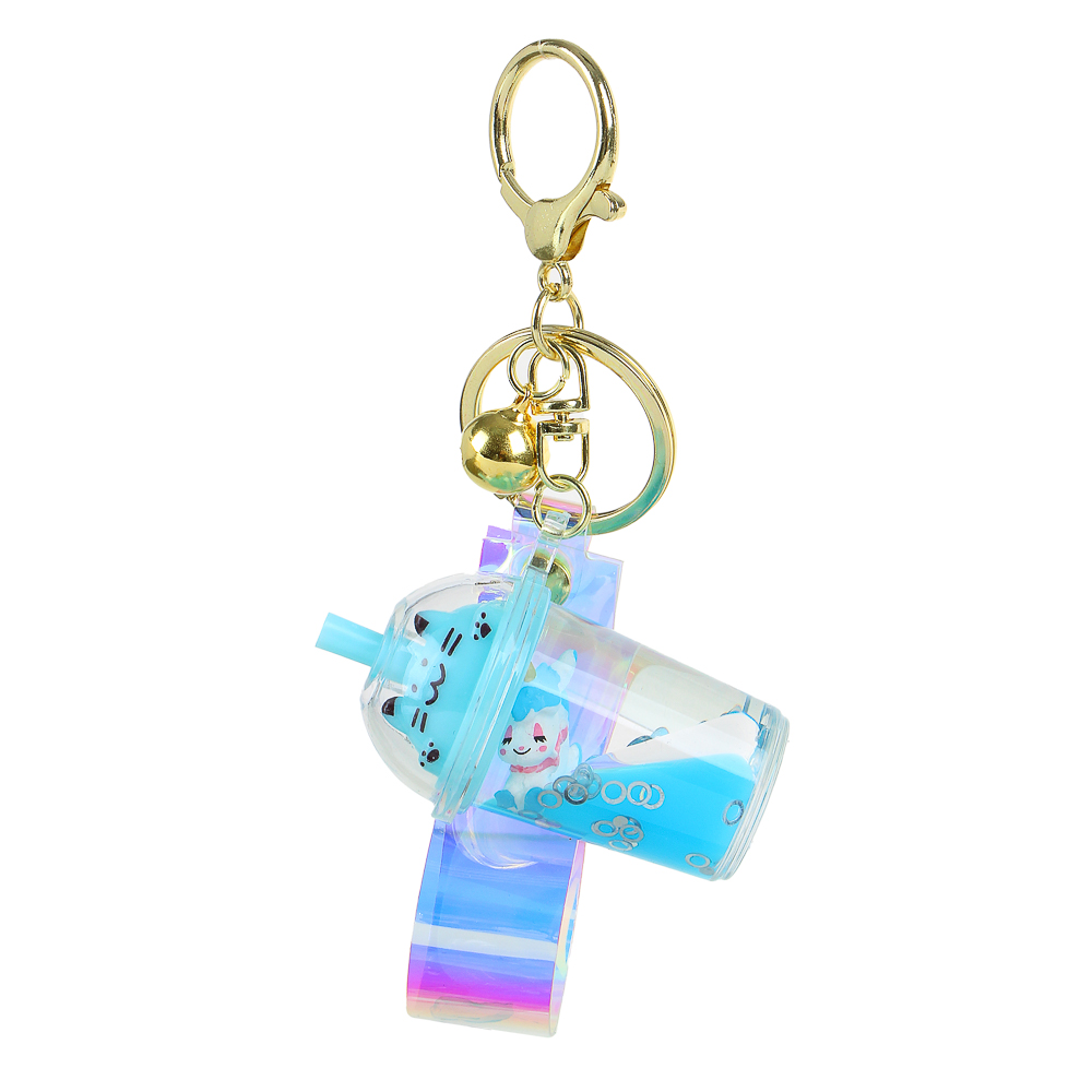 Брелок 4,5х6,3см, "Котики", с гелем и блестками, пластик, металлический карабин, 4 цвета - #1