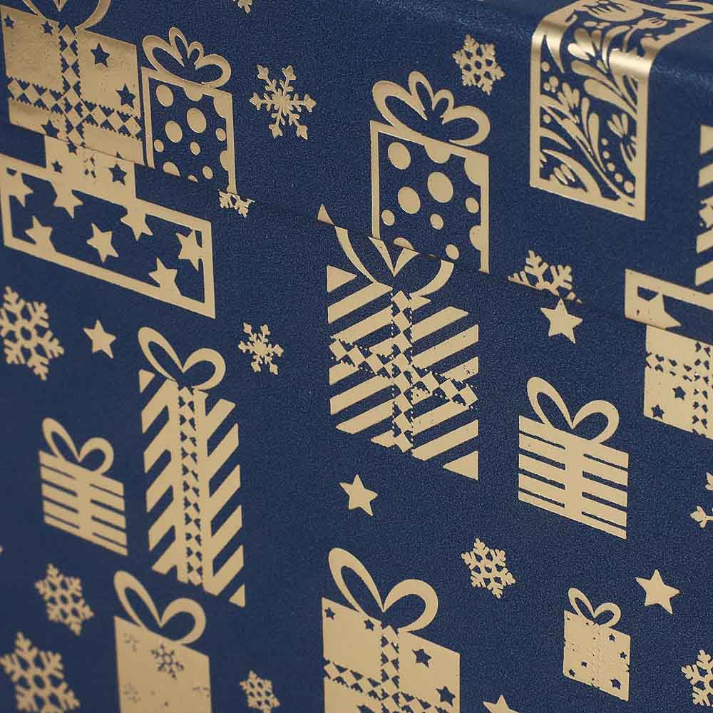 Набор подарочных коробок 2 в 1 (15x11,5x7,9 см, 17,7x13,4x10,4 см) с золотым фольг.слоем, синий - #6