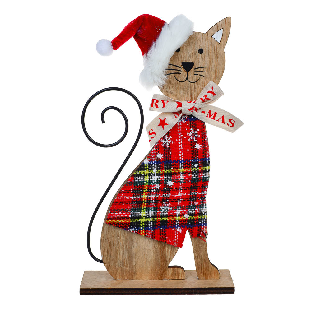 СНОУ БУМ Сувенир в виде кошки, 16,5x22 см, дерево, полиэстер - #1