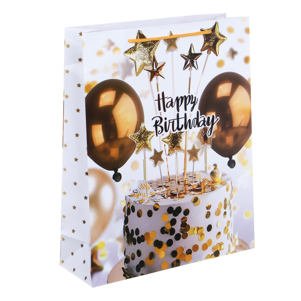 Пакет подарочный бумажный, L 26x32x9 см, 128 гр, 4 дизайна, Шары - #2