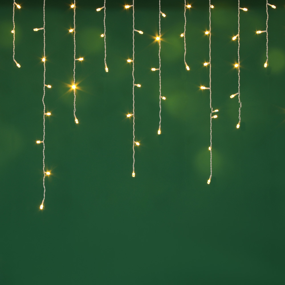 СНОУ БУМ Гирлянда эл. бахрома 2.5x0.3х0.5x0.7м, 80LED, шампань, пост. свеч, ПВХ белый, коннект, 220В - #1