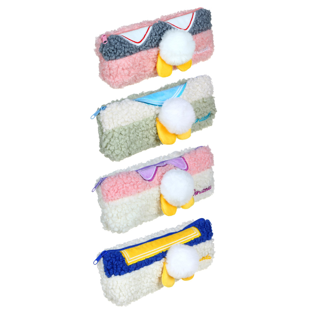 Пенал треугольный 20х8,5х3см, плюш, аппликация в форме цыпленка, 4 дизайна, ПВХ бокс - #1