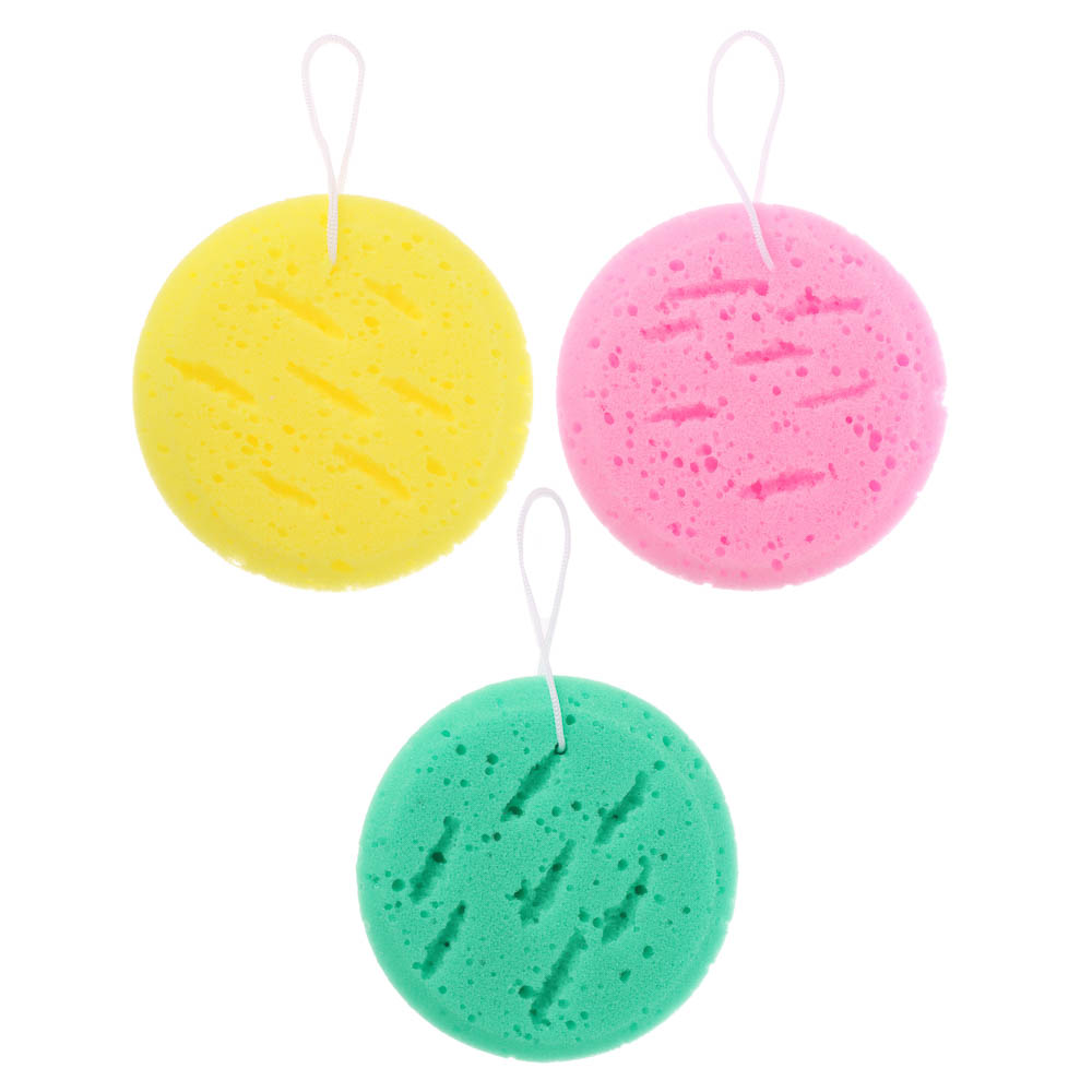 ЮL Мочалка-губка поролоновая крупнопористая с подвесом, полиуретан, 13,5х5см, 3 цвета - #1