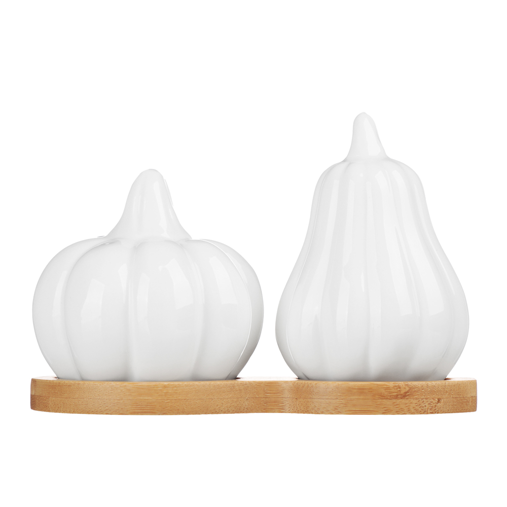 Набор для специй Тыквы тм MILLIMI, 80мл + 70мл, фарфор, бамбук - #1