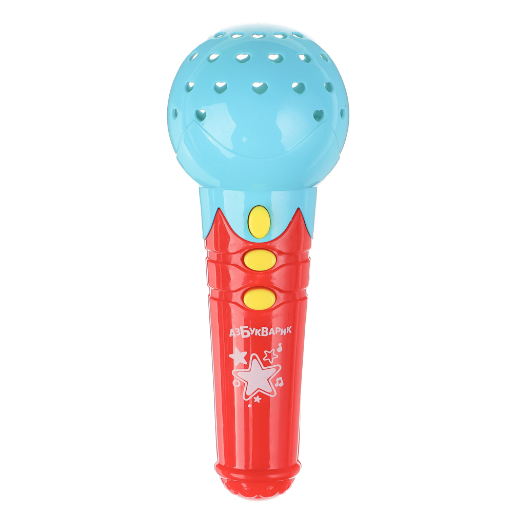 Микрофон музыкальный "Азбукварик", розовый микрофон с зеленой ручкой ...