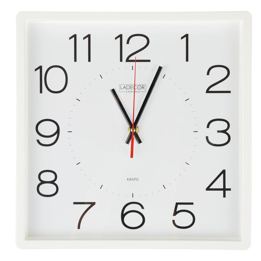 LADECOR CHRONO Часы настенные квадратные, 30х30см, пластик, 3 дизайна - #1