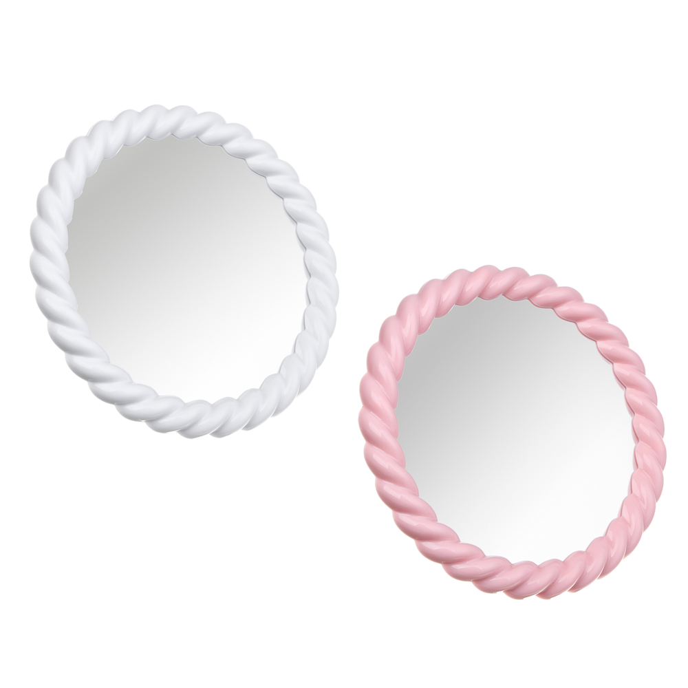 ЮНИLOOK Зеркало настольное круглое в витой рамке, пластик, стекло, диаметр 18,5см, 2 цвета - #1