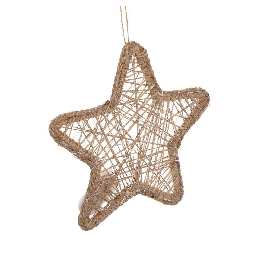 Украшение новогоднее светодиодное "Звезда", 21x1x21 см, веревка, металл, LED - #2