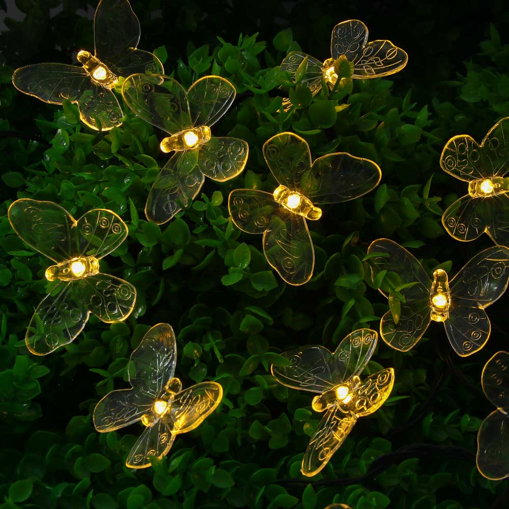 Гирлянда на солн. батар. тм INBLOOM Бабочки,7м, 25LED, шампань, AAA 600mAh Ni-MH, 2 реж., ABS,PVC,PS - #1
