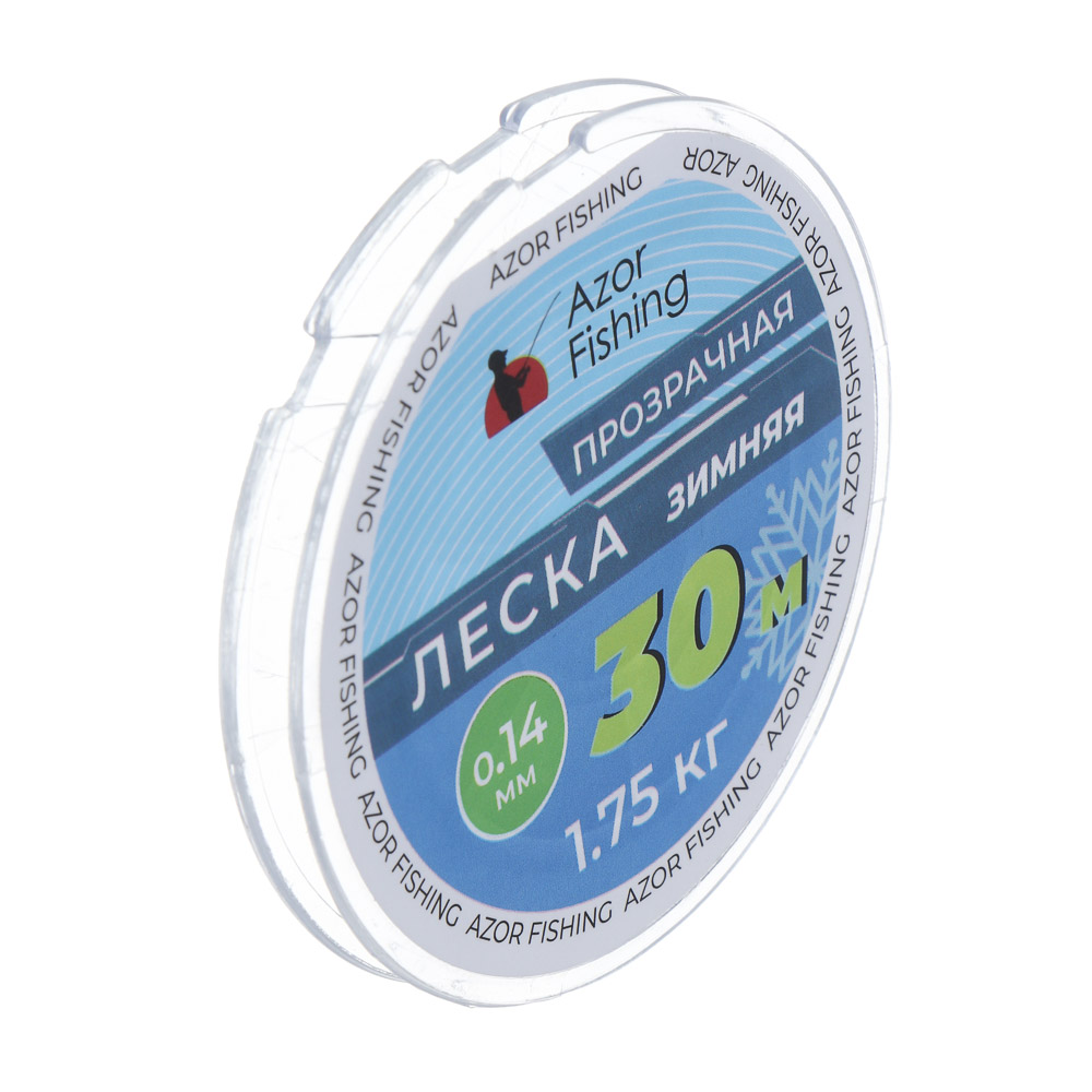 Леска зимняя тм AZOR FISHING, 30м, 0,14мм, 1,75кг, прозрачная - #1