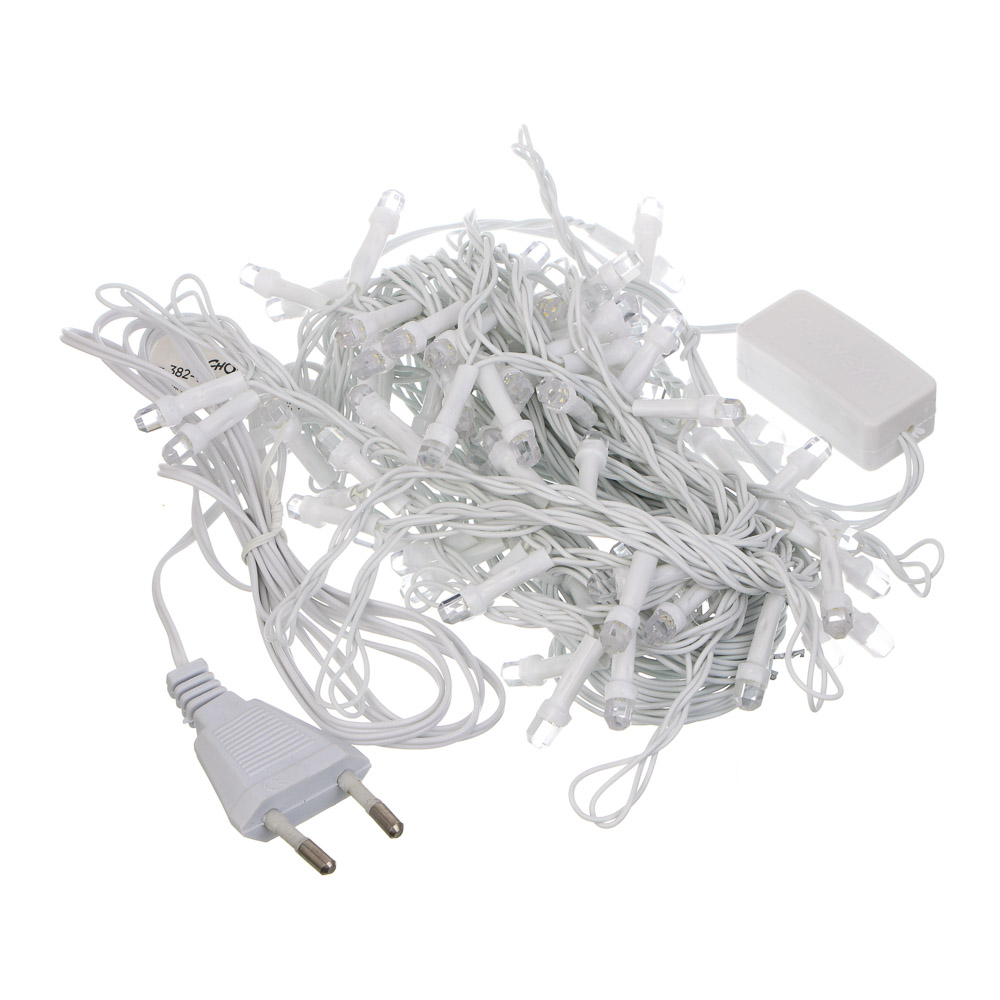 СНОУ БУМ Гирлянда эл. бахрома 2.5x0.3х0.5x0.7м, 80LED, шампань, пост. свеч, ПВХ белый, коннект, 220В - #2