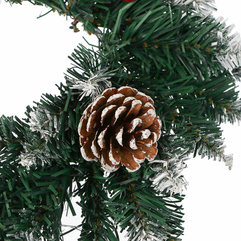 СНОУ БУМ Венок ПВХ Д25 см с шишками и ягодами, 26-90 - #2