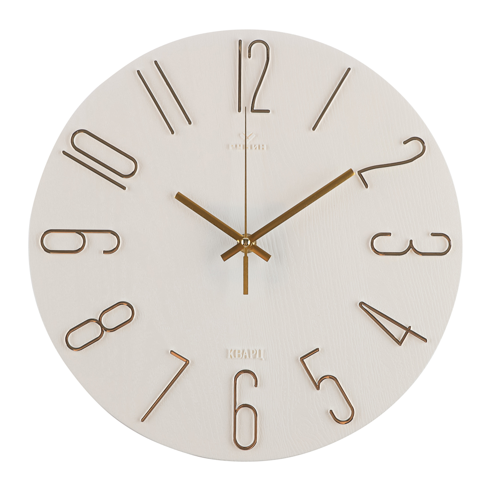 Часы настенные d=30см, корпус белый+золото "Классика", арт.3010-002 - #1