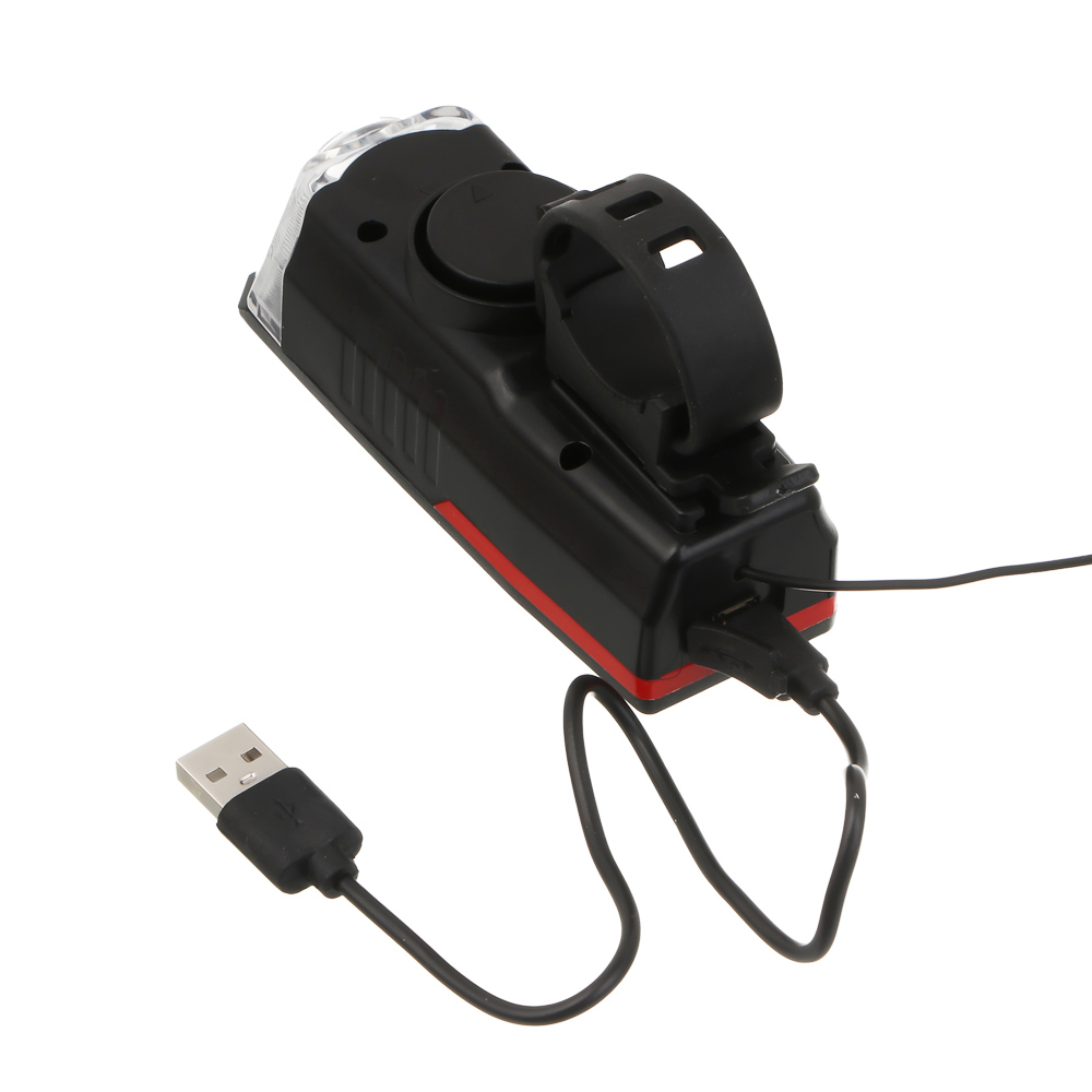 Фонарь велосипедный передний с звонком, тм BY SPORT, с зарядкой от солнечной батареи/USB, 3/6 реж. - #10