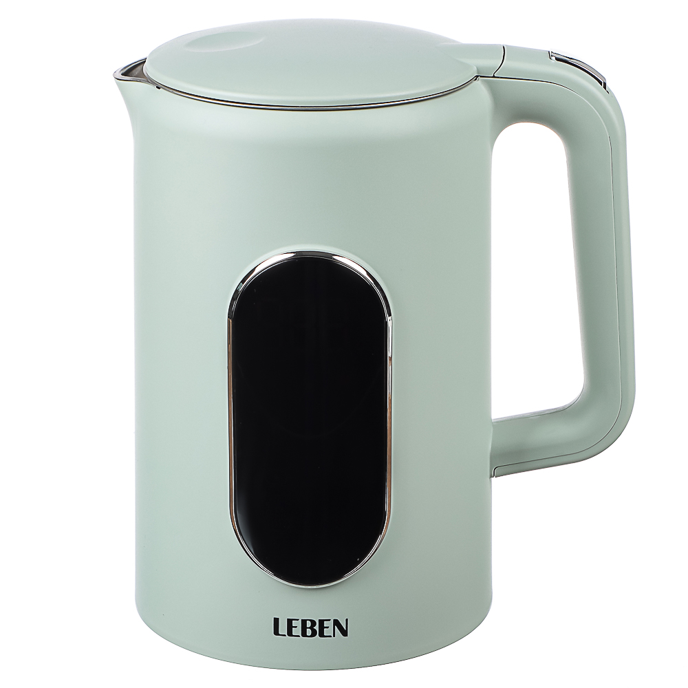 LEBEN Чайник электрический 1,7л двойные стенки пластик/нерж сталь, поддерж.температуры, оливк.и беж. - #17