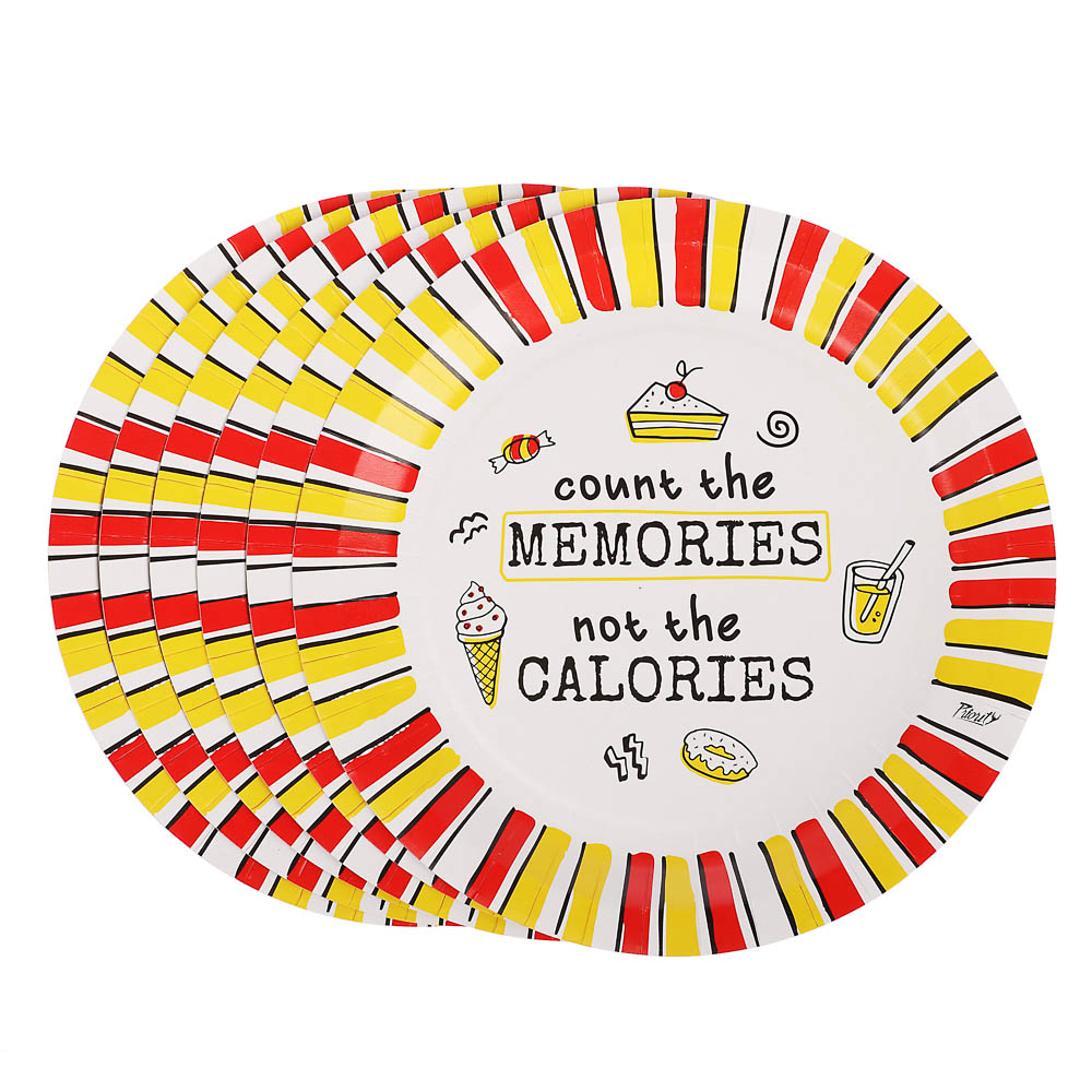 Набор бумажных одноразовых тарелок 6 шт, 23 см, в ассортименте - #15