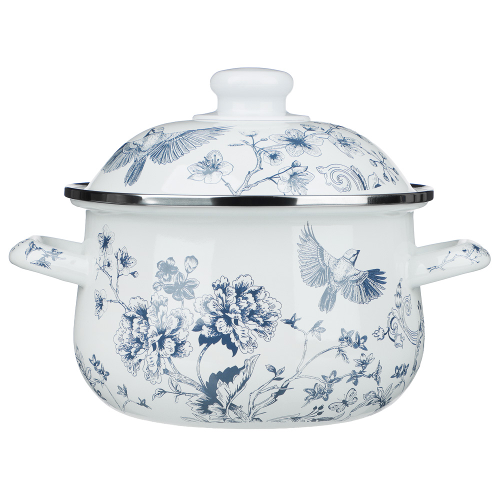 Кастрюля эмалированная тм VETTA Флорал, 18см, 2л, индукция - #1