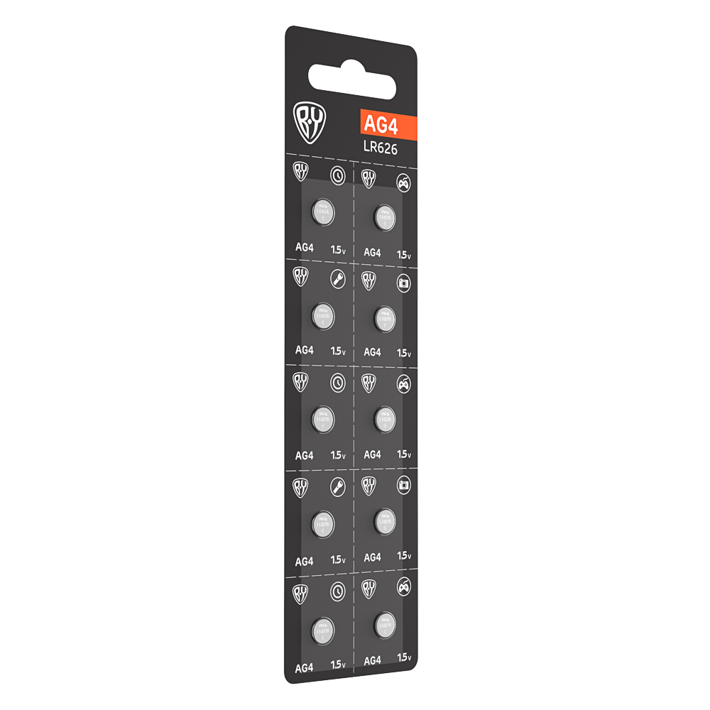 BY Батарейка AG4 (LR626) 10шт в отрывном блистере, щелочная 1.5V - #2