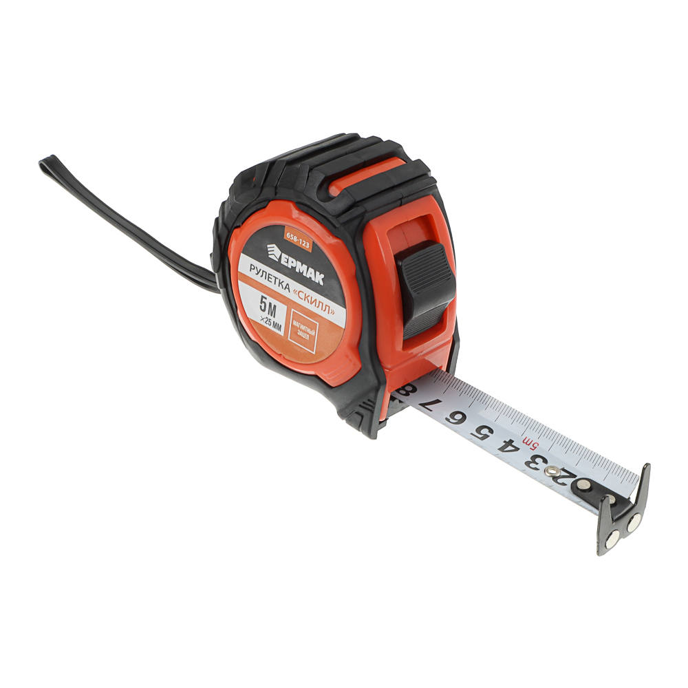 ЕРМАК Рулетка "СКИЛЛ", 5м х 25мм, 2х-сторонний зацеп + магнит, корпус ABS+TPR - #1