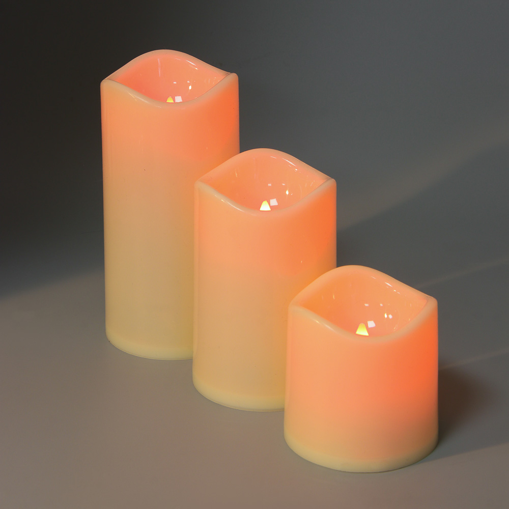 СНОУ БУМ Набор 3шт, светильник декор.LED в виде свечи,7,5х7,5/11,5/15см,PP,3хAАА,13 режимов,пульт ДУ - #9