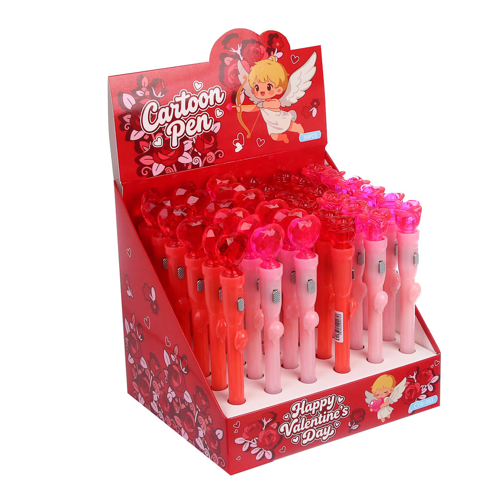 Ручка шариковая синяя с LED подсветкой "Love", 4 вида, шоу-бокс - #8