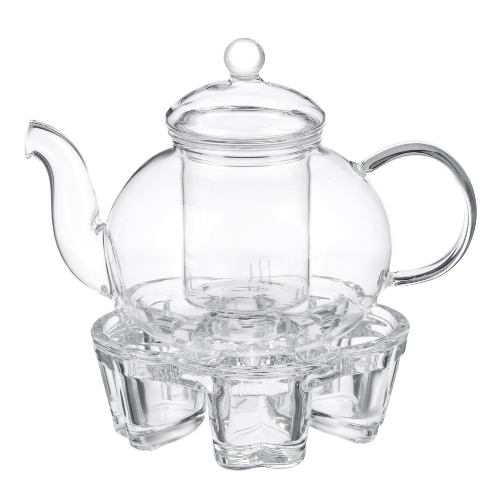 Чайник заварочный с подставкой для свечи 800 мл, жаропрочное стекло - #1