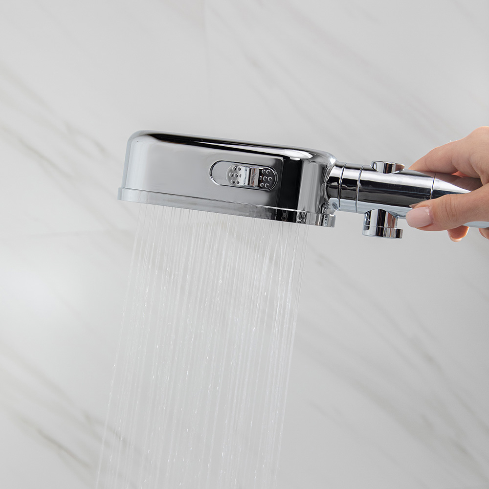 RAIN Лейка для душа с фильтром, 3 режима, регулировка напора воды, кнопка-стоп, 64х140мм, хром - #11