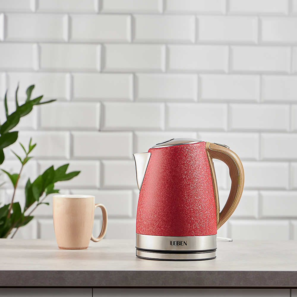 LEBEN Чайник электрический 1,8л, 1850Вт, металл, красный - #19