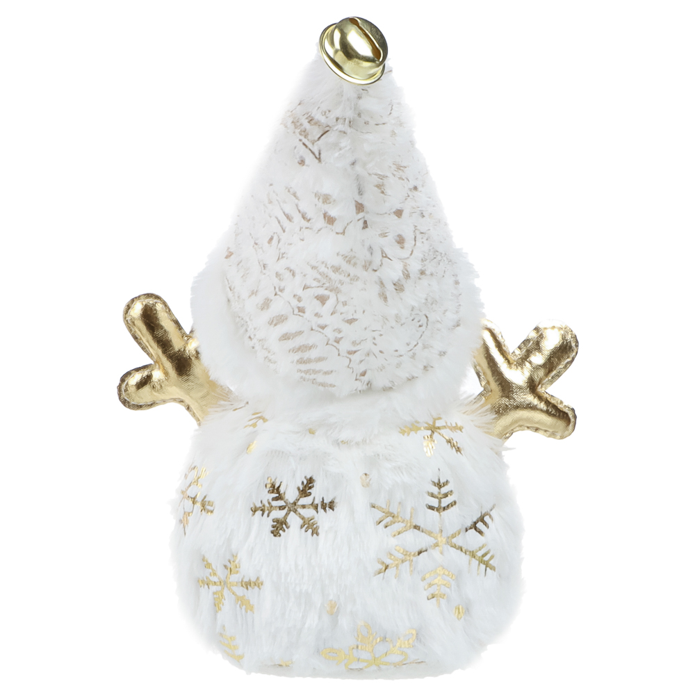 СНОУ БУМ Фигура декоративная "Снеговик" 32,5 см, полиэстер, белый, золото - #6