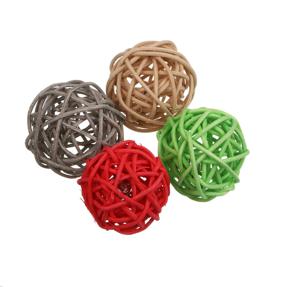Набор игрушек для кошек тм VETTA, плетеные шарики, 4,5см, 4 шт - #1