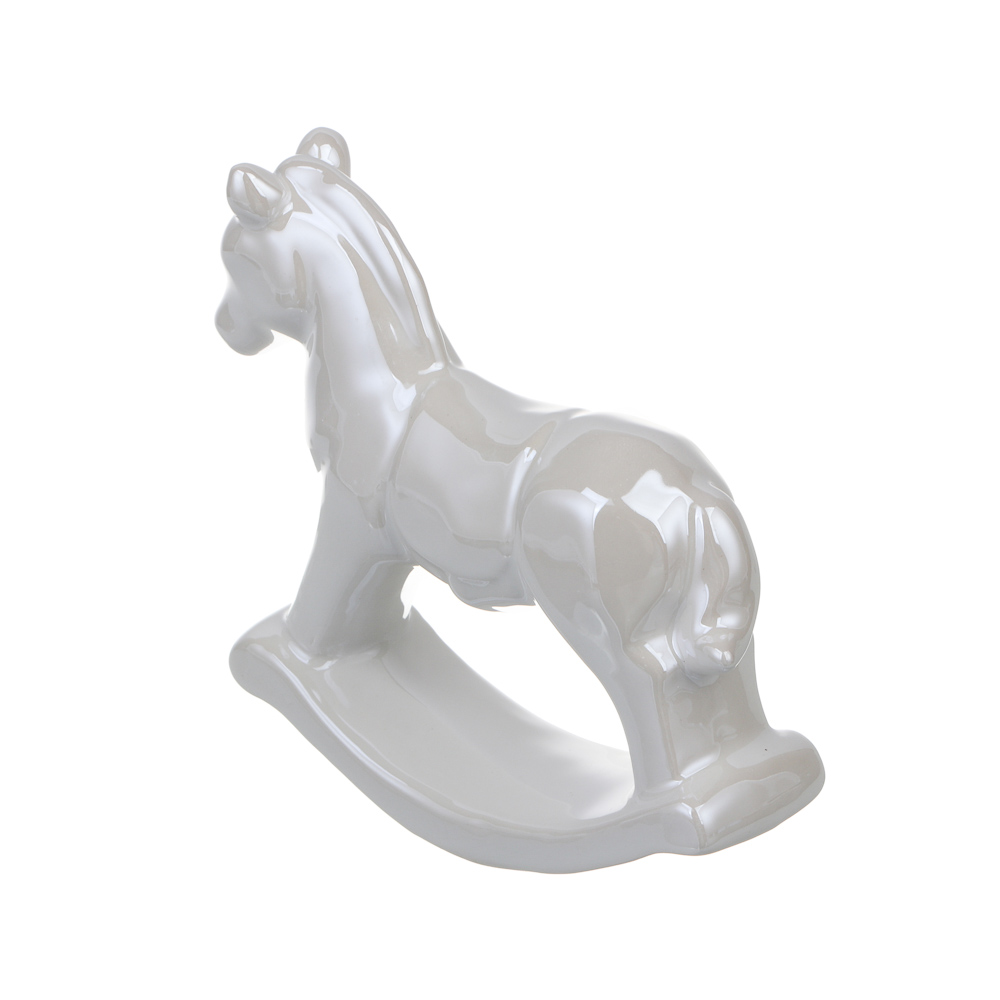 СНОУ БУМ Фигурка Лошадка-качалка 12 см, белая керамика - #3