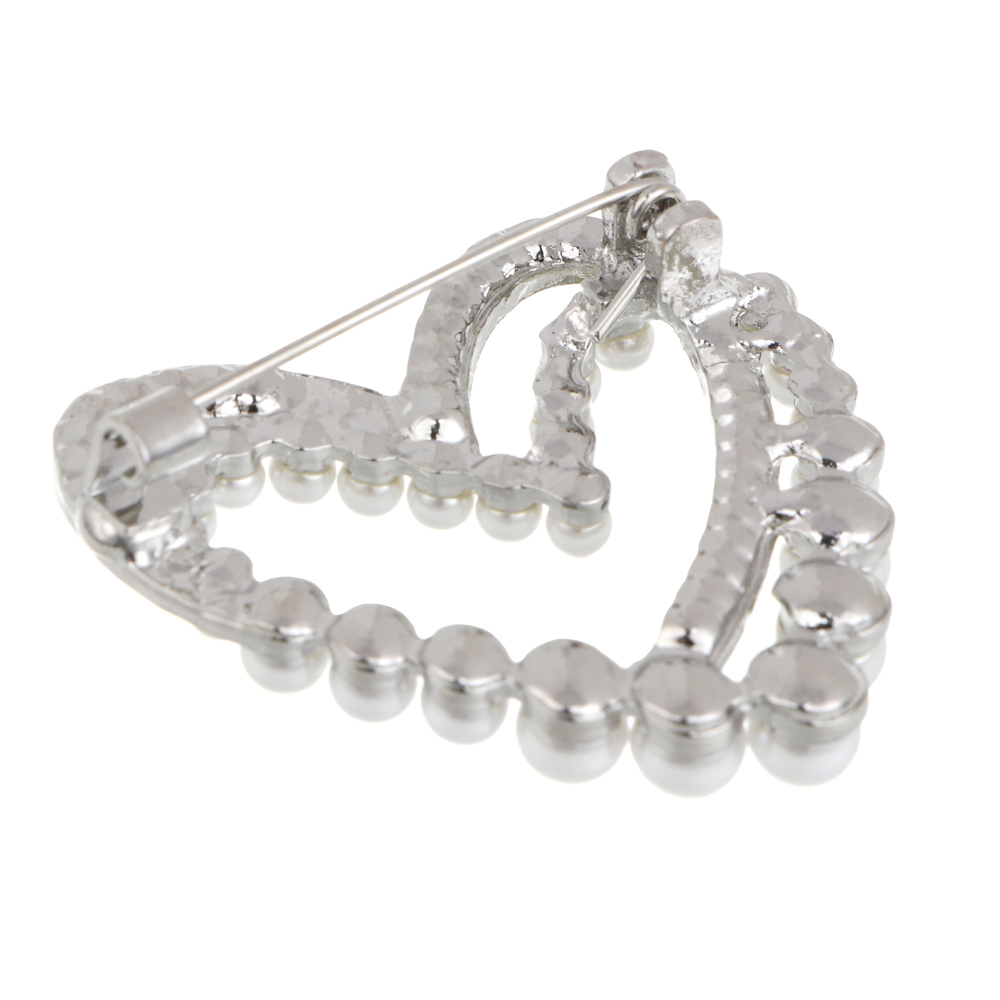 Брошь сердце с камнем, сплав, 2 дизайна, БЖ25-23 - #4