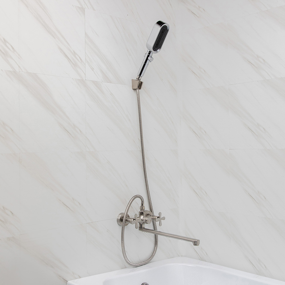 RAIN Лейка для душа с фильтром, 3 режима, регулировка напора воды, кнопка-стоп, 64х140мм, хром - #14